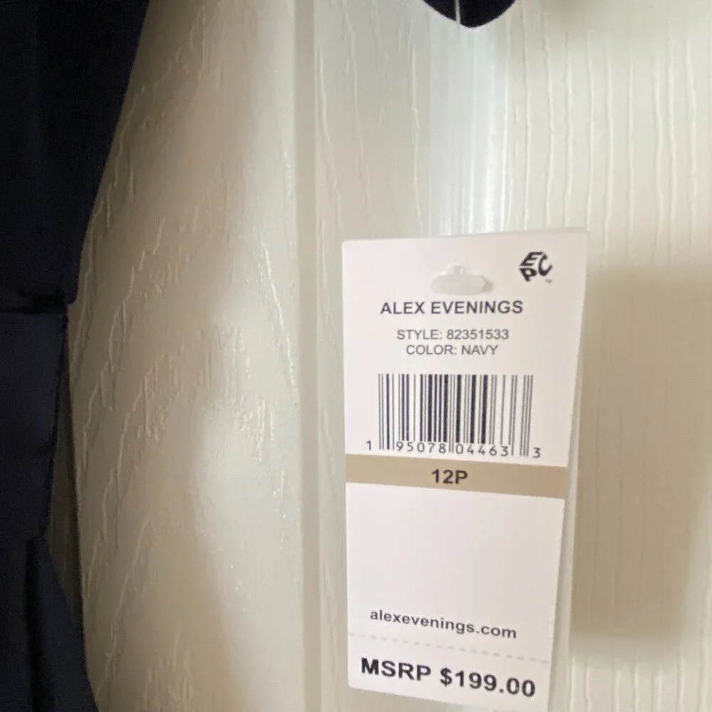Alex Evenings navy surplice neckline ballgown NWT Size 12P - Picture 4 of 6